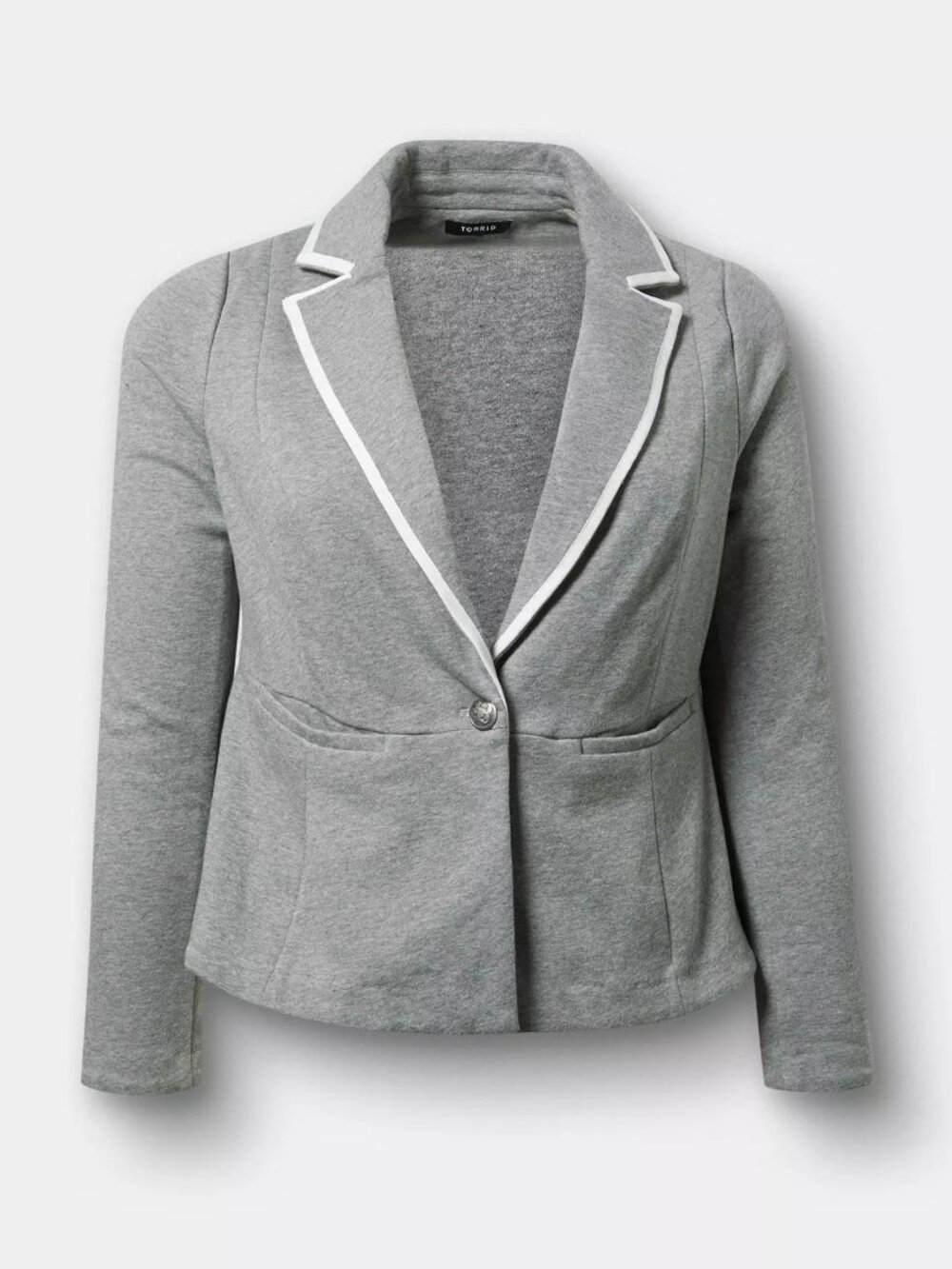 Torrid French Terry Peplum Blazer — Heather Gray — Size 3